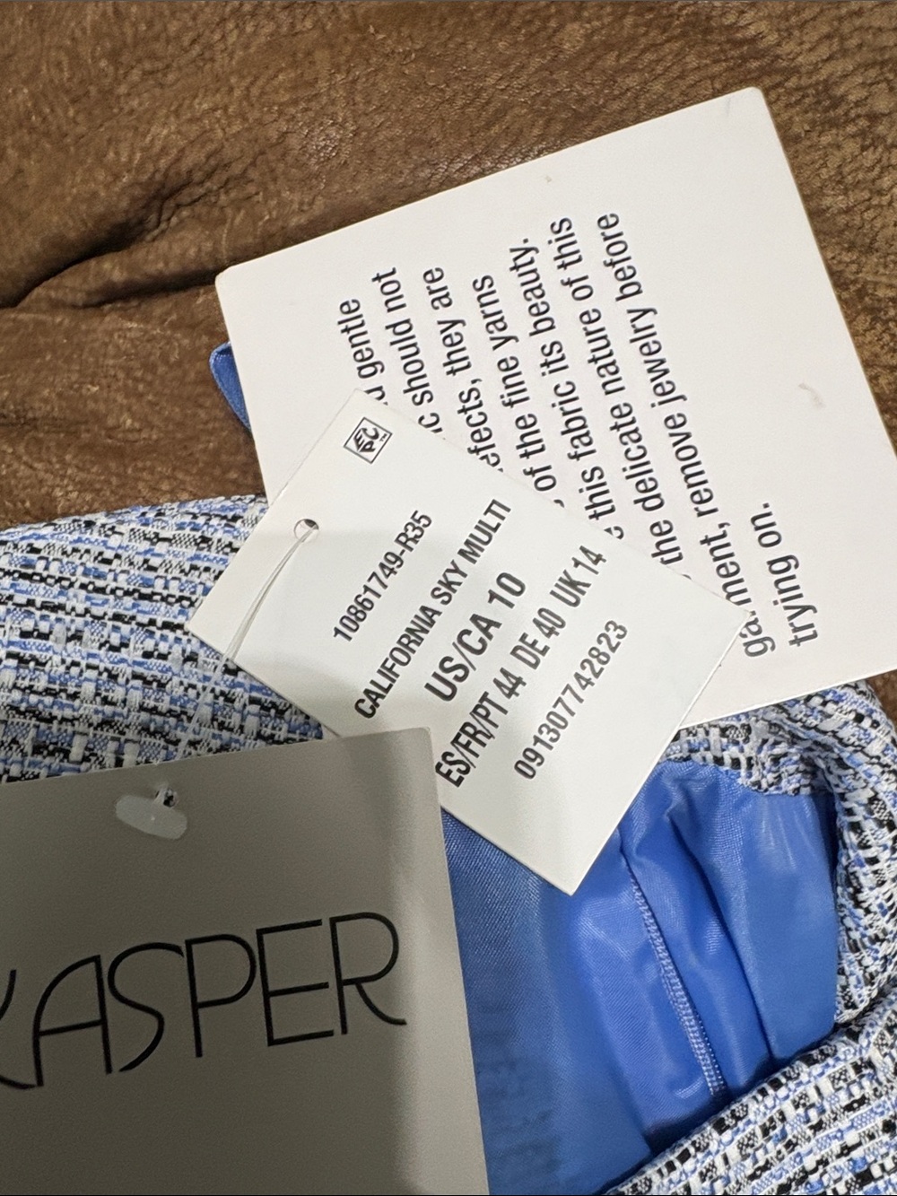 Kasper Blue and White Tweed Pencil Skirt - Picture 6 of 7